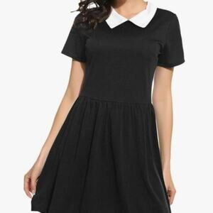 POGTMM Brand NWOT Junior's Medium Wednesday Addams Dress Black/White Skater